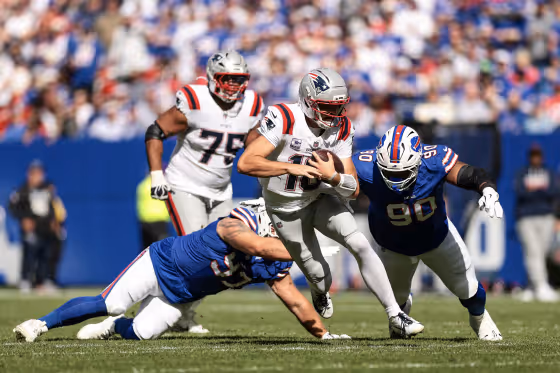 On-field action during an NFL game.