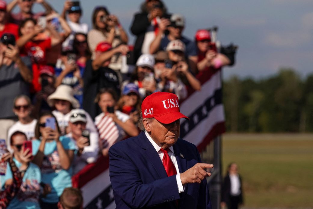 US President Donald Trump arrives at a campaign event in Dalton, Georgia, on October 16.